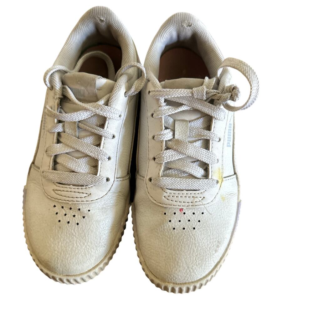 Puma White Sneakers with Rainbow Soles - Youth Size 1.5